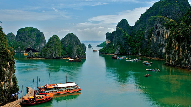 Photography, Hạ Long Bay, Boat, Earth, Ha Long Bay, Rock, HD wallpaper
