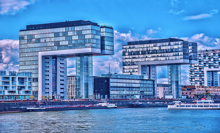 Cologne, city, building, sea, architecture, building exterior, HD wallpaper
