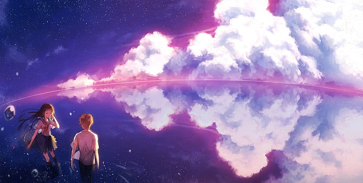 anime girls, Boy Meets Girl, cloud - sky, nature, two people, HD wallpaper