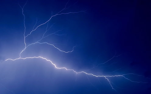 HD wallpaper: thunder, sky, lightning, peal, lines, dark blue, electricity  | Wallpaper Flare