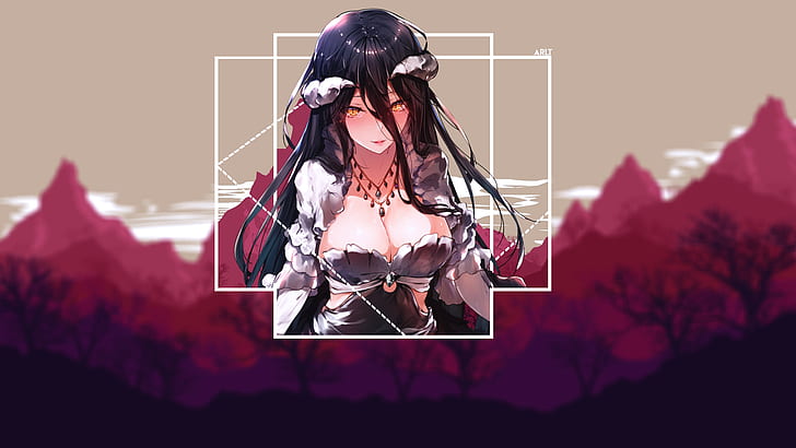 Overlord (anime), Albedo (OverLord), anime girls, picture-in-picture HD wallpaper