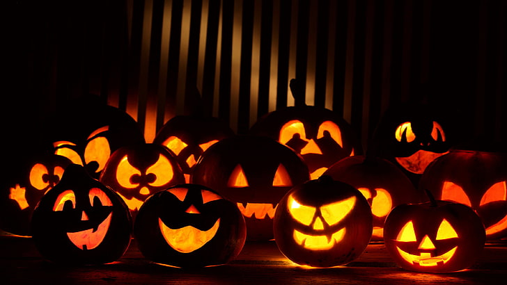 HD wallpaper: halloween, jack o lantern, pumpkin, carving, heat, calabaza |  Wallpaper Flare