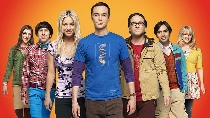 The Big Bang Theory, seven person standing photo, tv shows, 1920x1080