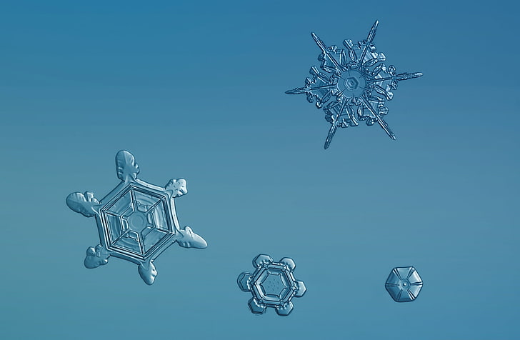 Snowflakes Background, Aero, Macro, Blue, Beautiful, Winter, Abstract