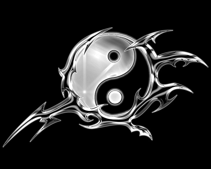 Yin and Yang, Future Tatoo, black background, studio shot, indoors, HD wallpaper