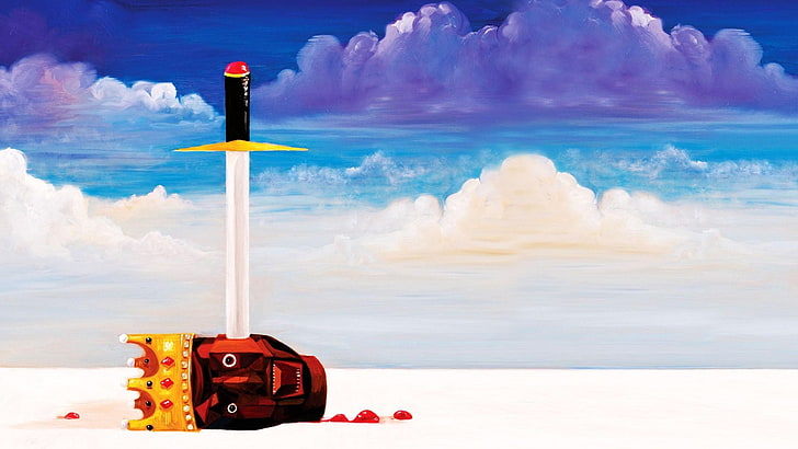 sword illustration, Yeezus, Kanye West, sky, cloud - sky, nature
