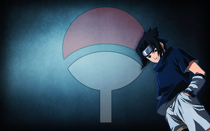 Uchiha Sasuke digital wallpaper, Naruto Shippuuden, blue, standing, HD wallpaper