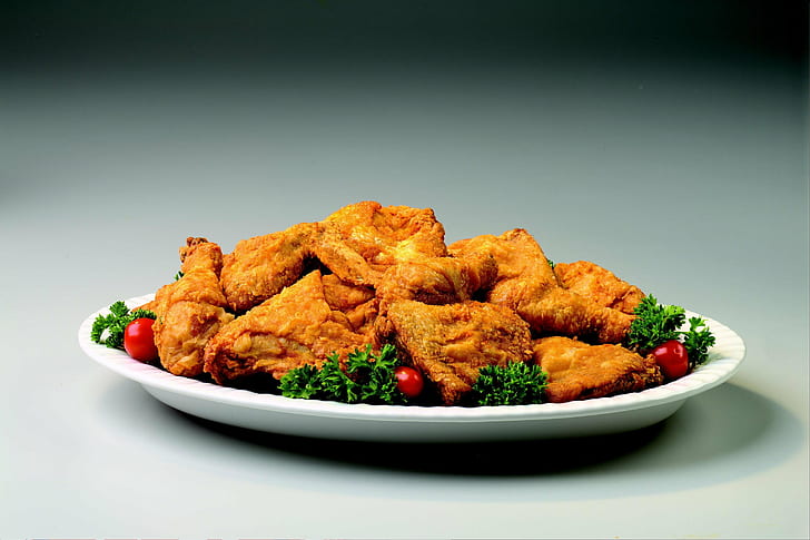 food eating fried chicken, food and drink, ready-to-eat, studio shot, HD wallpaper