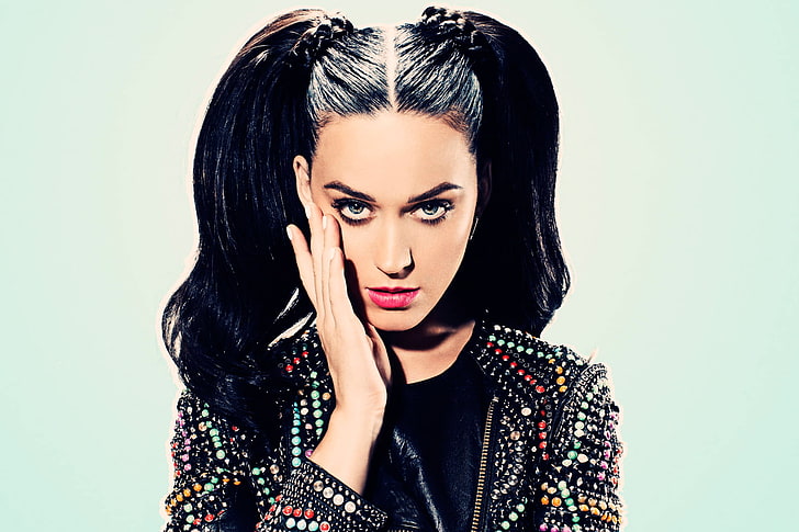 HD wallpaper: Katy Perry, singer, pigtails, young adult, portrait, one ...
