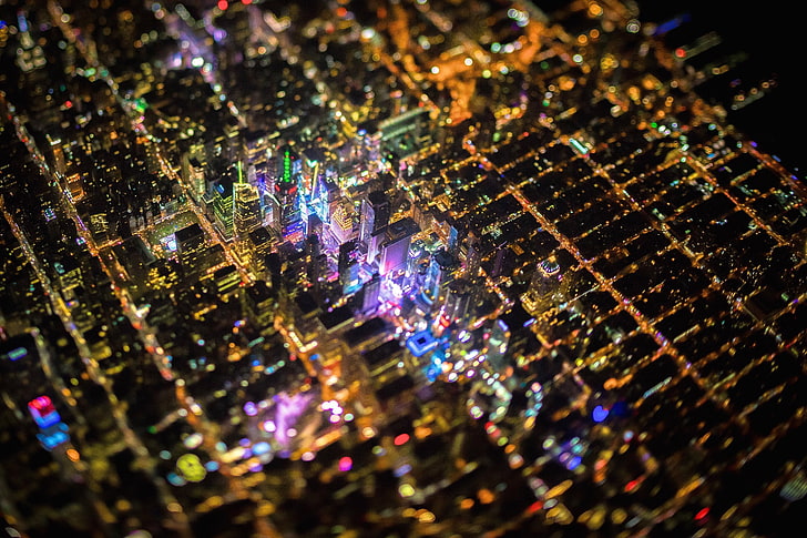 brown circuit board, untitled, New York City, tilt shift, Times Square, HD wallpaper