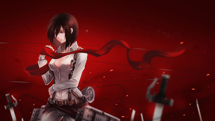 Attack on Titan Anime Red Sword Cry Sad HD, cartoon/comic, HD wallpaper