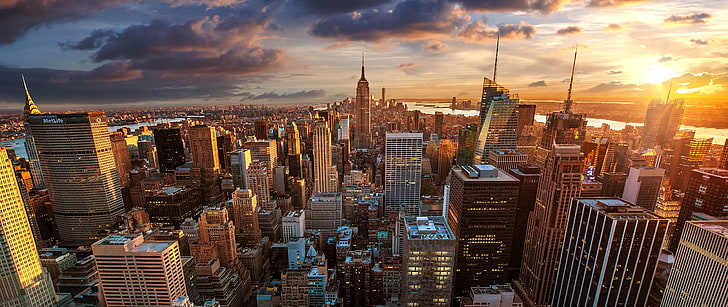 concrete building, New York City, Manhattan, Empire State Building, HD wallpaper