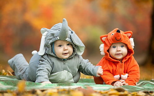 HD wallpaper: Babies in costume, baby's 2 animal hooded footies, children,  positive | Wallpaper Flare