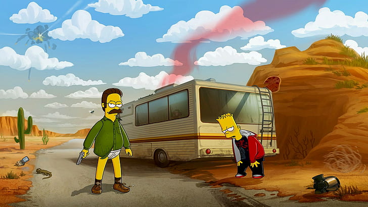 The Simpsons, humor, Ned Flanders, Bart Simpson, Breaking Bad, HD wallpaper