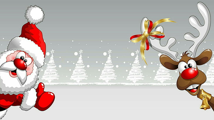 HD wallpaper: christmas, santa claus, reindeer, cartoon, christmas ornament  | Wallpaper Flare