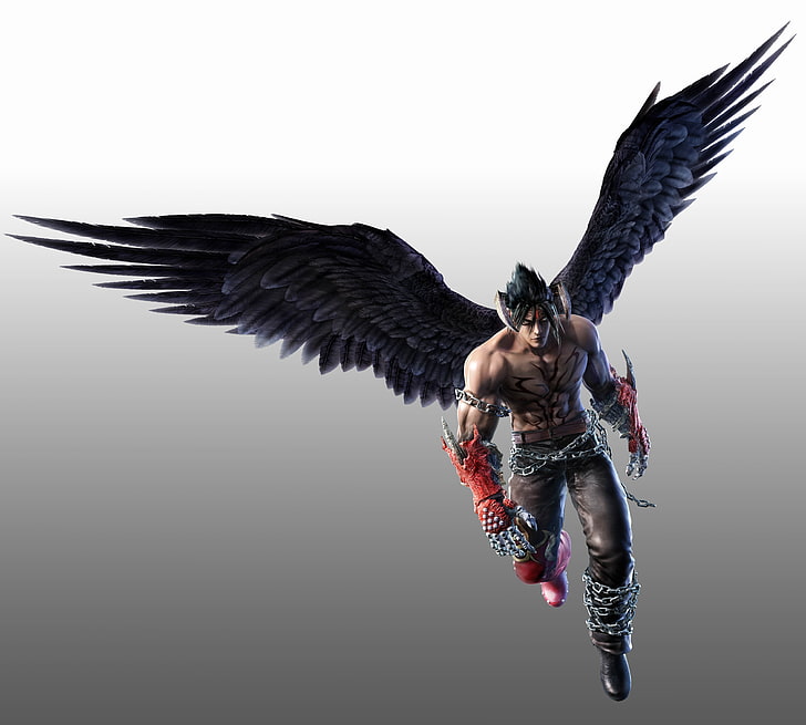 4K, Devil Jin, Tekken, PS4, 8K, flying, spread wings, bird