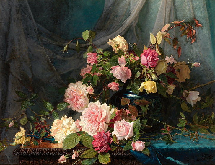 HD wallpaper: Artistic, Painting, Flower, Rose, Still Life, Vase | Wallpaper  Flare