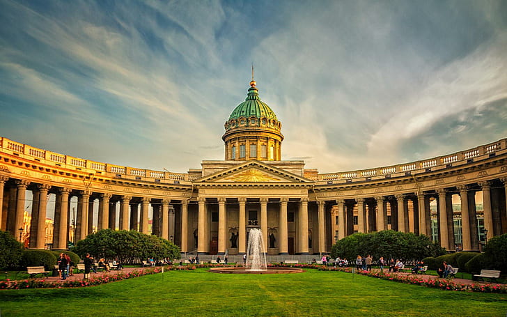 St. Petersburg, Russia, Architecture, Meadow, Fountain Square, HD wallpaper