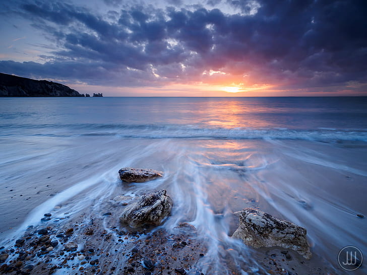 photography of body of water during sunrise, Alum Bay, Sunset