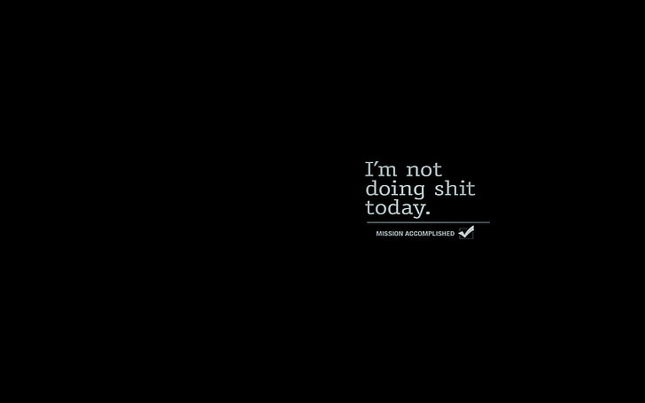 I'm not doing shit today text overlay, quote, minimalism, western script, HD wallpaper