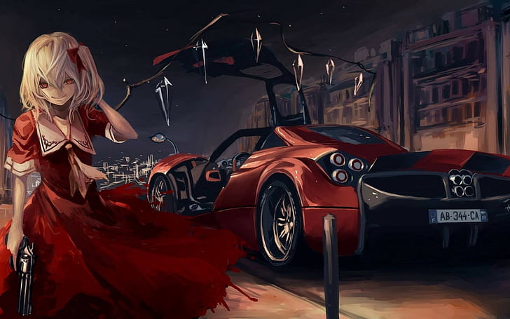 HD wallpaper: anime girls, red cars, red eyes, koh, Flandre Scarlet ...