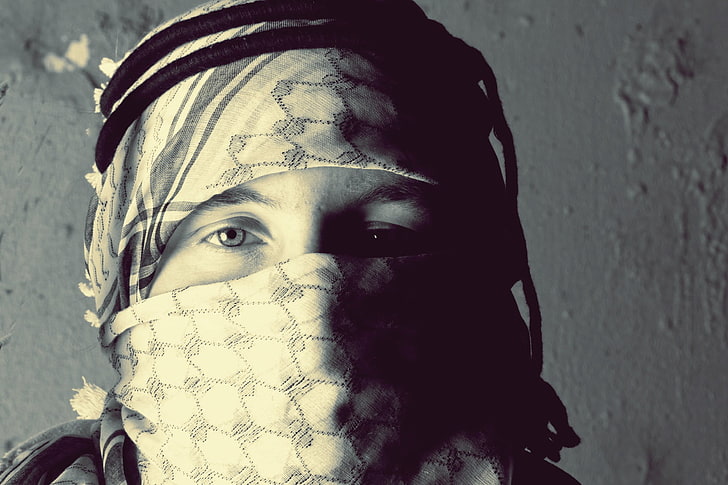Palestine, kufiyya, scarf, Arabian, portrait, headshot, looking at camera