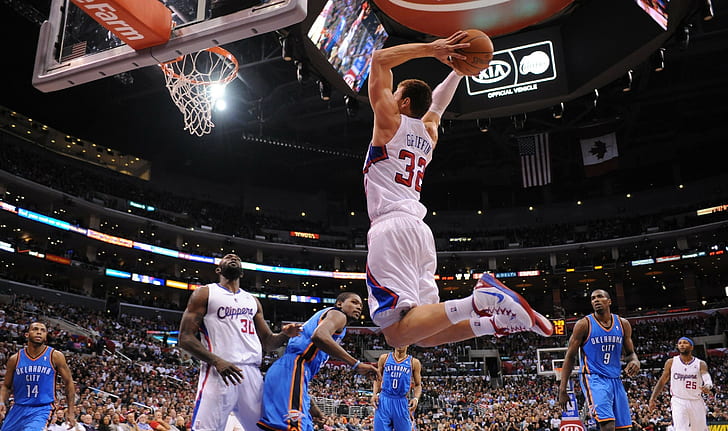 nba basketball jumping blake griffin los angeles clippers, group of people, HD wallpaper