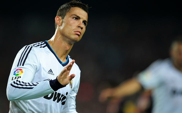 Cristiano Ronaldo Celebration, men's white adidas long-sleeve shirt, HD wallpaper