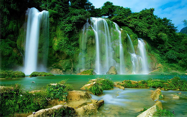 Waterfalls, Ban Gioc–Detian Falls, China, Earth, Vietnam