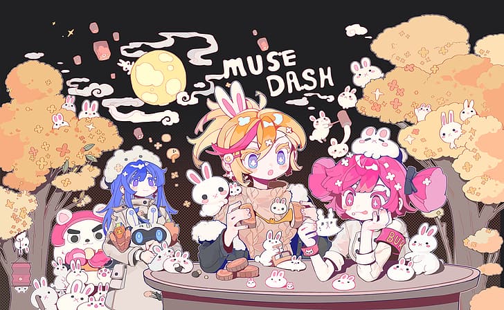 MuseDash, anime girls, gamer, music