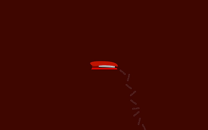 red stapler illustration, minimalism, red background, copy space