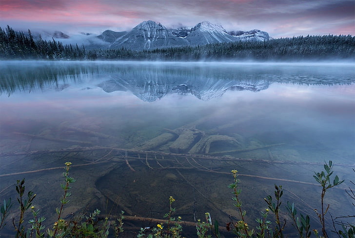 river and mountains, nature, landscape, Banff National Park, lake, HD wallpaper