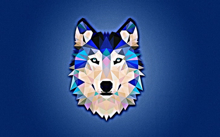 gray, brown, blue, and teal wolf clip art, minimalism, white, HD wallpaper