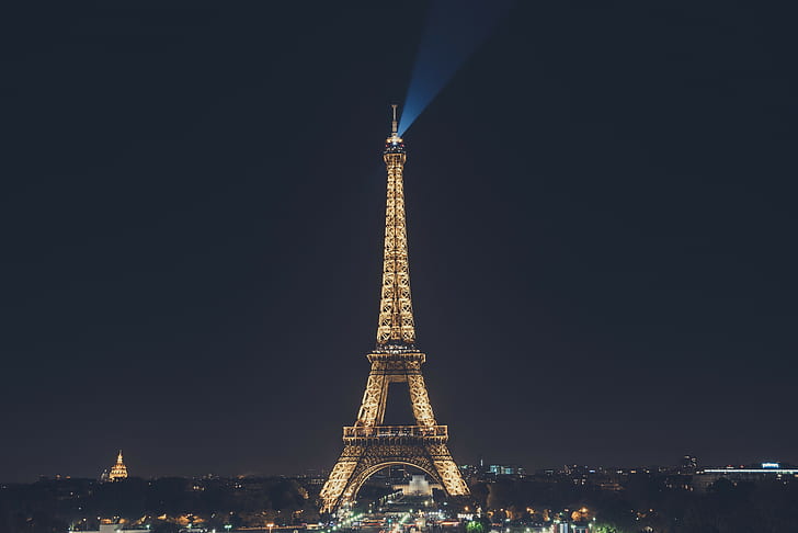Eiffel Tower, night, night sky, cityscape
