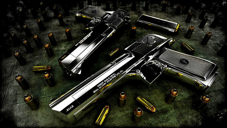 gun images for desktop background, high angle view, indoors