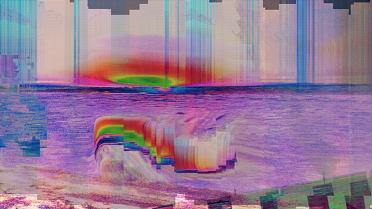 glitch art, abstract, multi colored, rainbow, water, no people