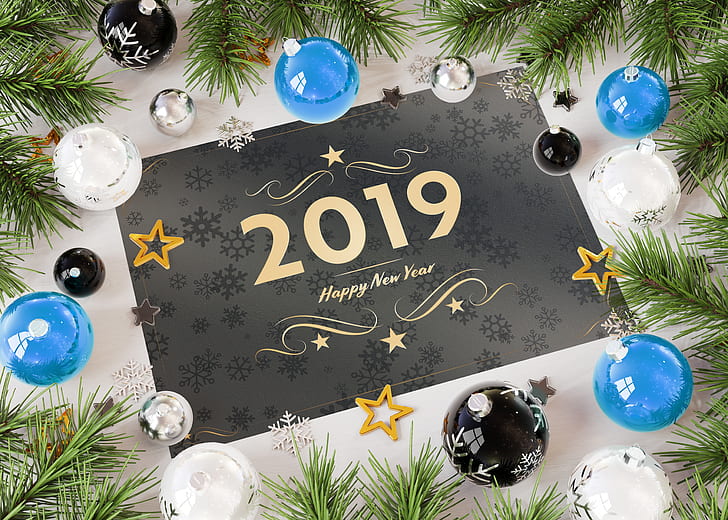 Christmas, New Year, 2019 (Year), Christmas ornaments, numbers