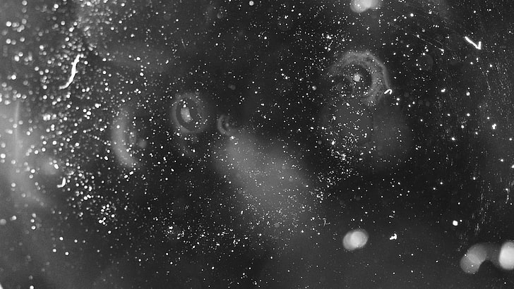 black and gray moon photo, rain, monochrome, space, astronomy