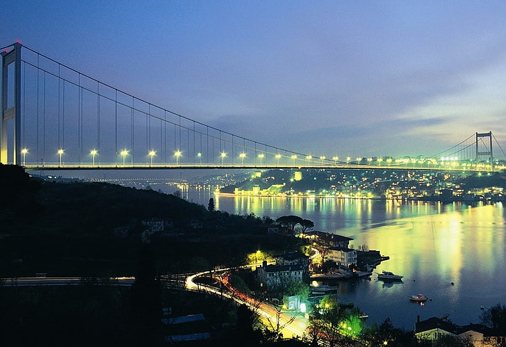 Istanbul, Turkey, Bosphorus, bridge, cityscape, bridge - man made structure, HD wallpaper