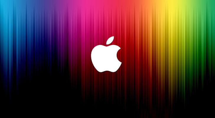 Rainbow Apple, Apple logo, Computers, Mac, Colorful, Background, HD wallpaper