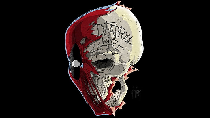 Deadpool skull clip art, Comics, Merc with a Mouth, black background, HD wallpaper
