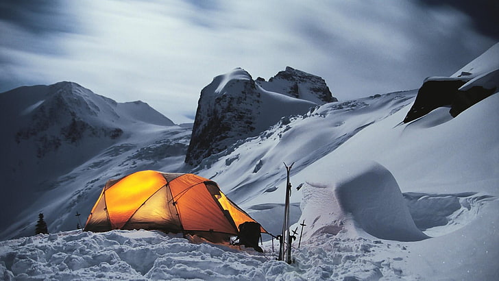 nunatak, incredible, camping, ridge, ice cap, arctic, winter, HD wallpaper