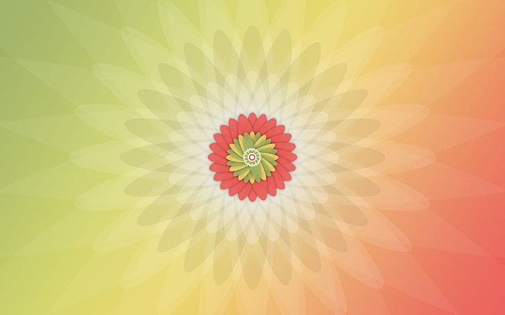 red, green, and yellow abstract illustration, geometry, minimalism