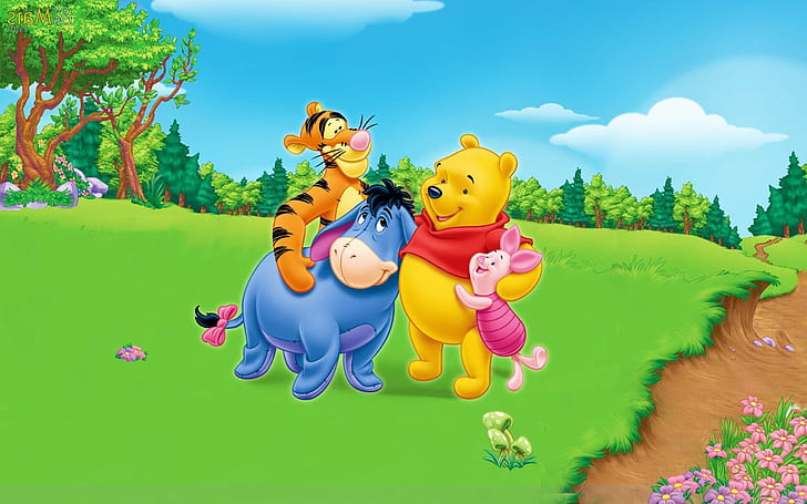 Winnie The Pooh Tigger Eeyore Piglet Friendship With Friends Cartoon Desktop Wallpaper Full Screen 1920×1200