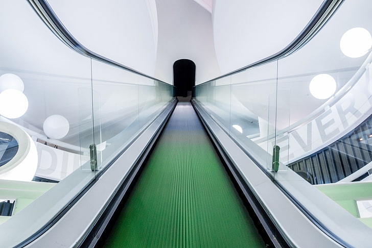 escalator, architecture, modern, technology, built structure, HD wallpaper