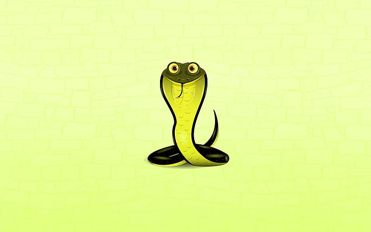 black and yellow cobra clip art, snake, figure, backgrounds, illustration, HD wallpaper