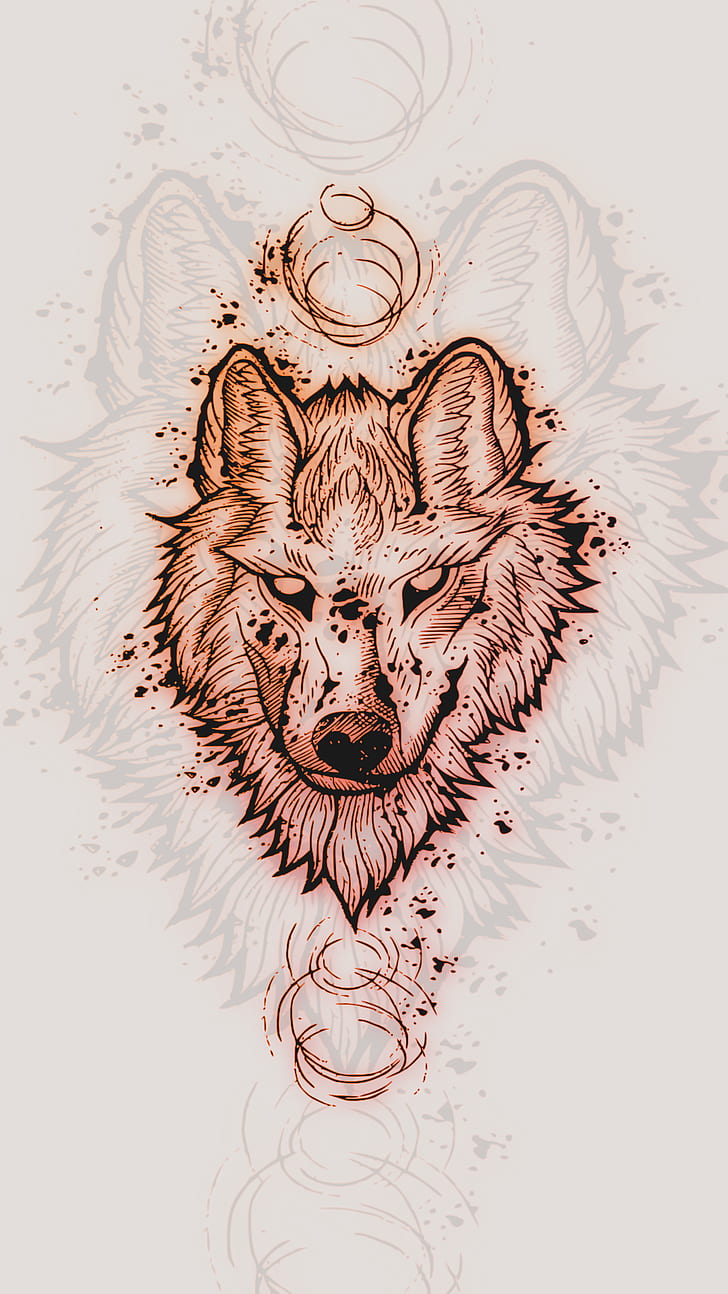 wolf, drawing, digital composite, creativity, no people, close-up