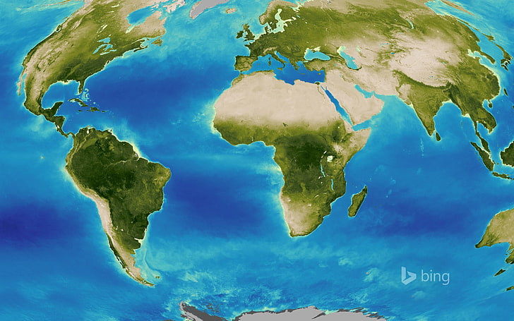 Beautiful Earth-Bing theme wallpaper, Bing world map illustration