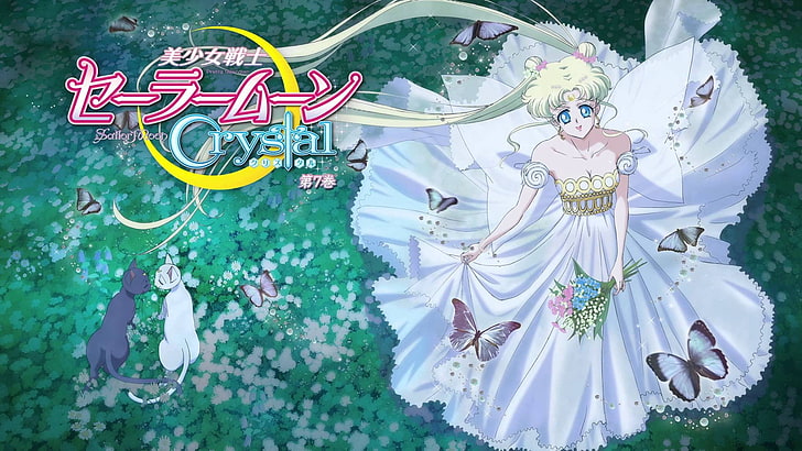 Sailor Moon, anime girls, cat, butterfly, brides, art and craft, HD wallpaper