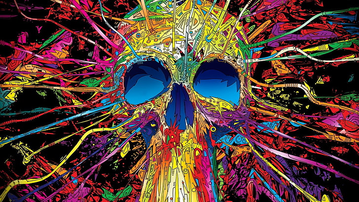 Matei Apostolescu, abstract, digital art, psychedelic, skull